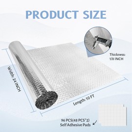 DGSL Reflective Bubble Insulation Roll, RV Window Insulation, Double Side Aluminum Foil Bubble Shield for Window, Garage Door, RV, Roof (Silver, 24 in x 10 ft)