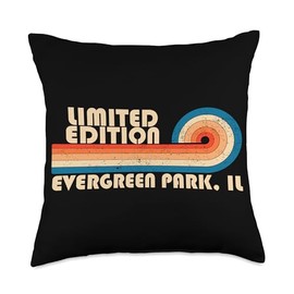 Retro City Matching Family Team 80s 90s Style Look Evergreen Park, IL City Pride Hometown Retro Vintage Throw Pillow, 18x18, Multicolor
