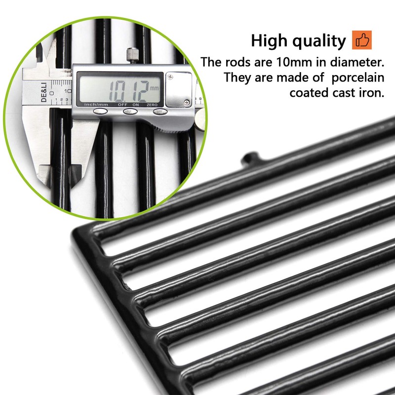 Hongso 7638 17.5" Polished Porcelain Cast Iron Grill Grates Replacement