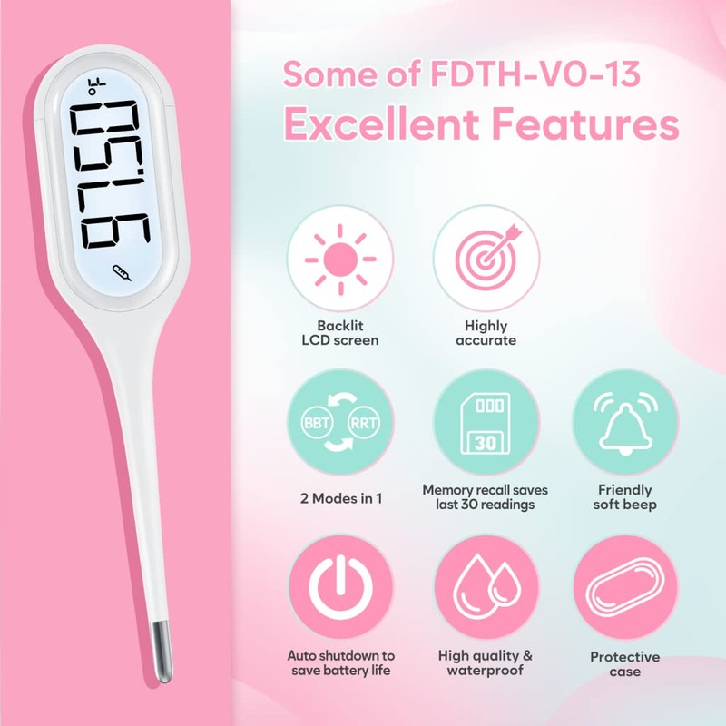 Digital Basal Body Oral Thermometer: Easy@Home Large Backlit Display -