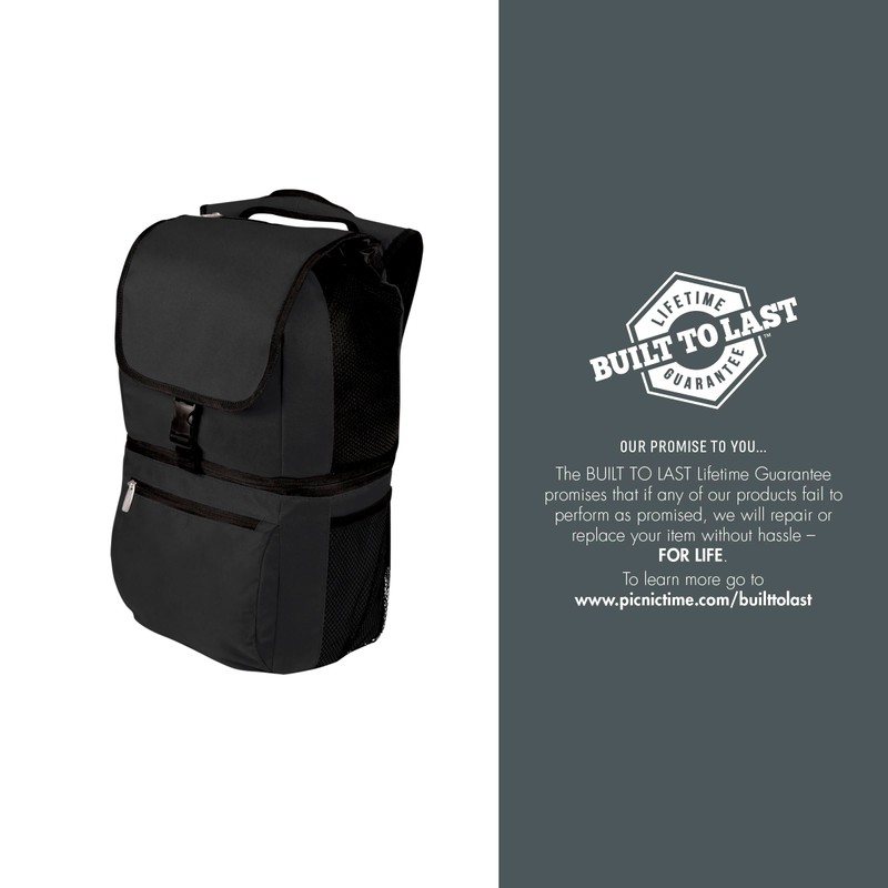 Picnic Time Black 600D Polyester Zuma Cooler Backpack, 608 oz,