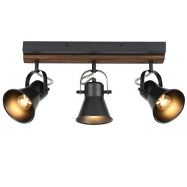 SEEBLEN 3-Light Kitchen Light Fixtures, Adjustable Ceiling/Wall Mount Spotlight, Industrial Black Track Lighting for Living Room, Dining Room, Hallway, Bathroom