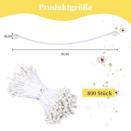 800 Stück Pfeifenreiniger Blumen Staubblatt Gelb mit Zwei Perlen Köpfen 2mm, Pfeifenreiniger zum Basteln, Simulierte Blütenstaubblätter für DIY Blumenstrauß Pfeifenputzer