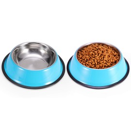 Podinor Stainless Steel Dog Bowls, Food and Water Non Slip Anti Skid Stackable Pet Puppy Dishes for Small, Medium and Large Dogs (2 Pack)