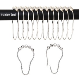 Stainless Steel Shower Curtain Hooks Rustproof Decorative Shower Curtain Rings for Shower Rods 12 Pack