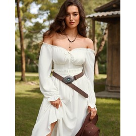 Scarlet Darkness Womens Turquoise Belt Rhinestone PU Leather Cowgirl Belt Country Concert Outfits Coffee 2XL