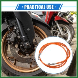 Motoforti Hydraulic Brake Hose Line Pipeline, 160cm 62.99" 10mm 0.39" Braided Oil Pipe W/Tube Nut Universal for Motorcycle ATV Go Kart Durable Stainless Steel Orange W/Spring Long-lasting