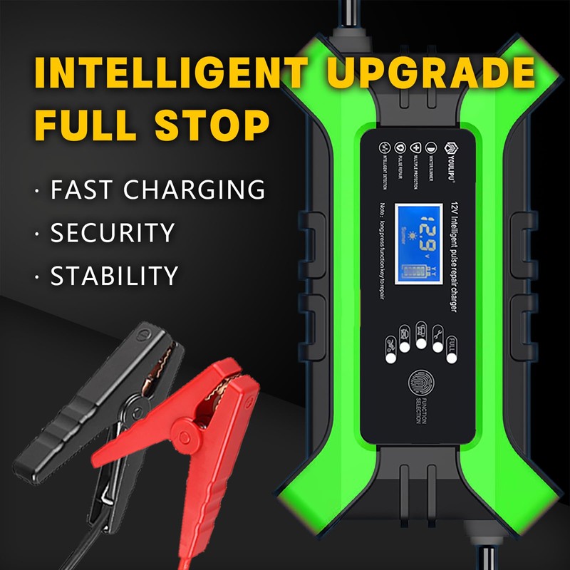 Generic Smart Pulse Battery Charger, 12V10A, LCD Display, Automatic Shutdown,