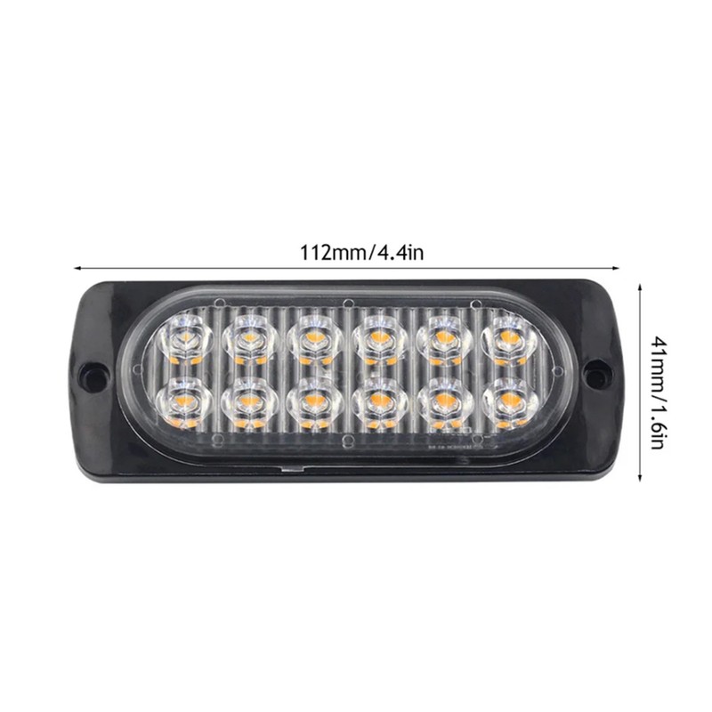 4PCS 12 Strobe LED White Light+Yellow Light Hazard Beacon Emergency