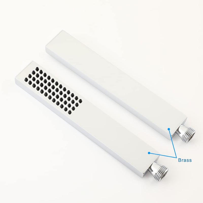 Asyas Square Solid Brass Hand Held Shower Head (Chrome)