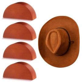 4 Pack Cowboy Hat Rack Holder, Retro Wooden Hat Hanger Wall Mount – Keeps Original Shape, Rustic Western Decor for Fedoras, Caps, Display