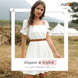 SUOSDEY Skinny Belt for Women, Thin Leather Belt Fashion Waist Belt for Dress Jeans with Gold Buckle brown