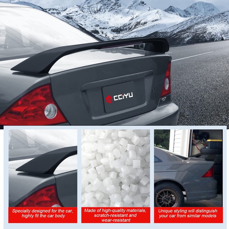 cciyu Rear Trunk Spoiler Wing w/LED Brake Fits for 2001-2005