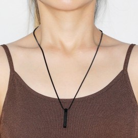 Tobestu Black Plated Titanium Steel Square Pillar Quran Verse Pendant Necklace for Men Women - Muslim Scripture Islam Jewelry YA4977