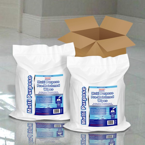 Wet Wipes Bulk - 2 x 800 Count Refill Bags (1600 Wipes) - For Upward Pull Dispenser ideal of public use
