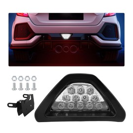 MUQIDA Car F1 Style Brake Light, Super Bright DRL Fog Rear Tail Third Brake Light with 12 LED, Waterproof F1 Style Triangle Warning Flash Lamp for Cars Trucks SUVs Safety Stop (White)