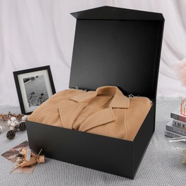 JINGUAN 19.2x15.8x7 Inches, 5 Extra Large Gift Boxes with Lids, Black Gift Boxes with Magnetic Closure, Groomsmen Proposal Boxes, Giant Gift Boxes for Clothes and Large Gifts (Matte Black)