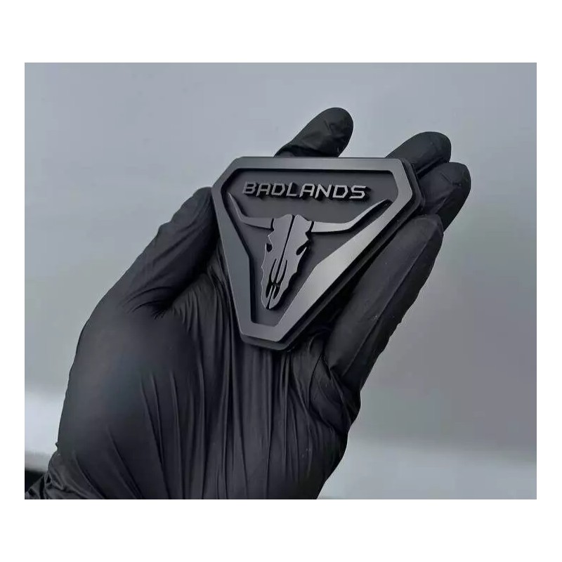 UsaStandard 2x Car Fender Badlands Long Horn Emblem Badge Black