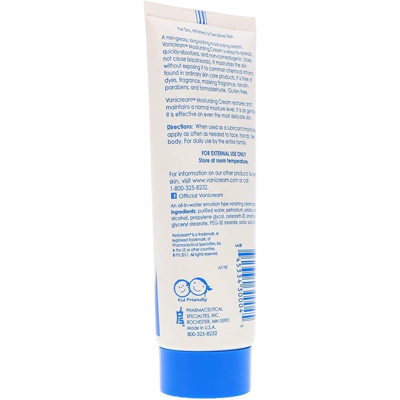 Crema hidratante para la piel Vanicream, 4 onzas líquidas, Paquete