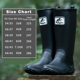 situkeke Gummistiefel Damen Gartenarbeit Mode Outdoor Boots Federleichte Wasserdichte Herren Regenschuhe Black 42/43 EU