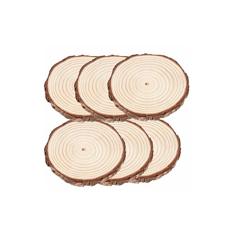 NINGWAAN 6 PCS 8-9 Inch Natural Wood Slices, 20-23cm Unfinished