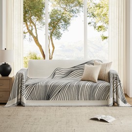 Maymiss Boho Couch Cover Washable Sectional Couch Covers for Dogs Reversible Sofa Slipcover for 2 or 3 Cushion Couch Pet Friendly Furniture Protector (1# Heise, 71" x 134")