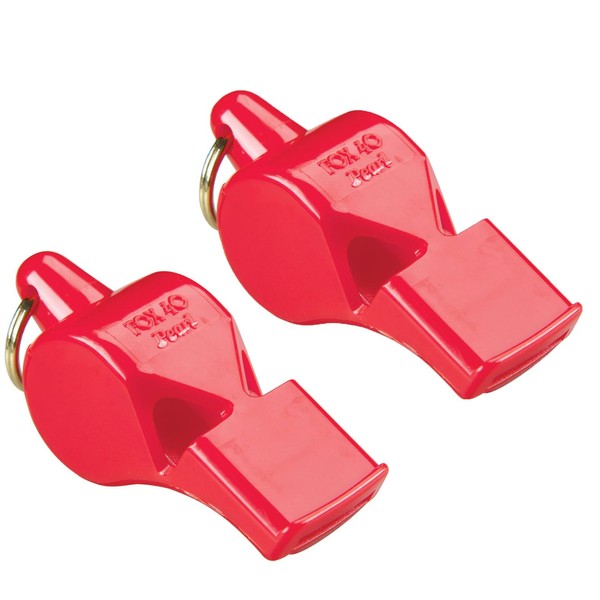 Fox 40 Pearl Sports and Safety Loud Marine Whistle, Red (2 Pack)