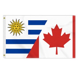 3×5 FT Canada Uruguay Flag, Large 100D Canadian Uruguayan Friendship National Outdoor Banner,Doube Side Printing Decor For Patio Garden With Brass Gromment
