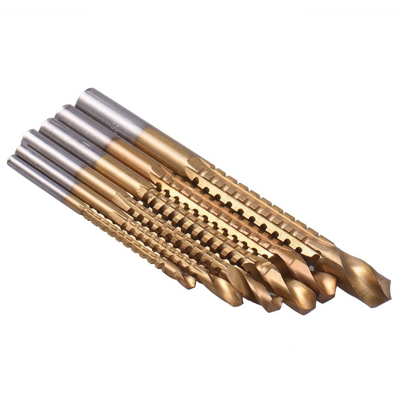 Gasea 6pcs Drill Saw Bit Set, 3/4/5/6/6.5/8mm HSS Titanium Coated