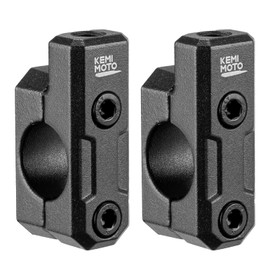 KEMIMOTO Billet Aluminum 10MM 7/8" Motorcycle Handlebar Mirror Mount Clamps, Black Handlebar Holder Adaptor for Motorcycles ATV Scooter 2 Pack