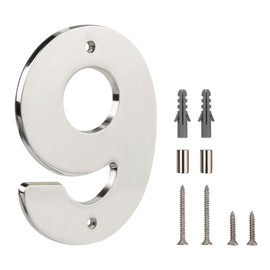 HASWARE Floating House Number Sign for Home - 5 Inch Modern Numerous Easy DIY Mounting for Posts and Street (Silver, 9)
