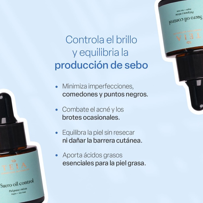TEIA COSMETICOS Suero Oil Control, para Piel Grasa y Mixta,