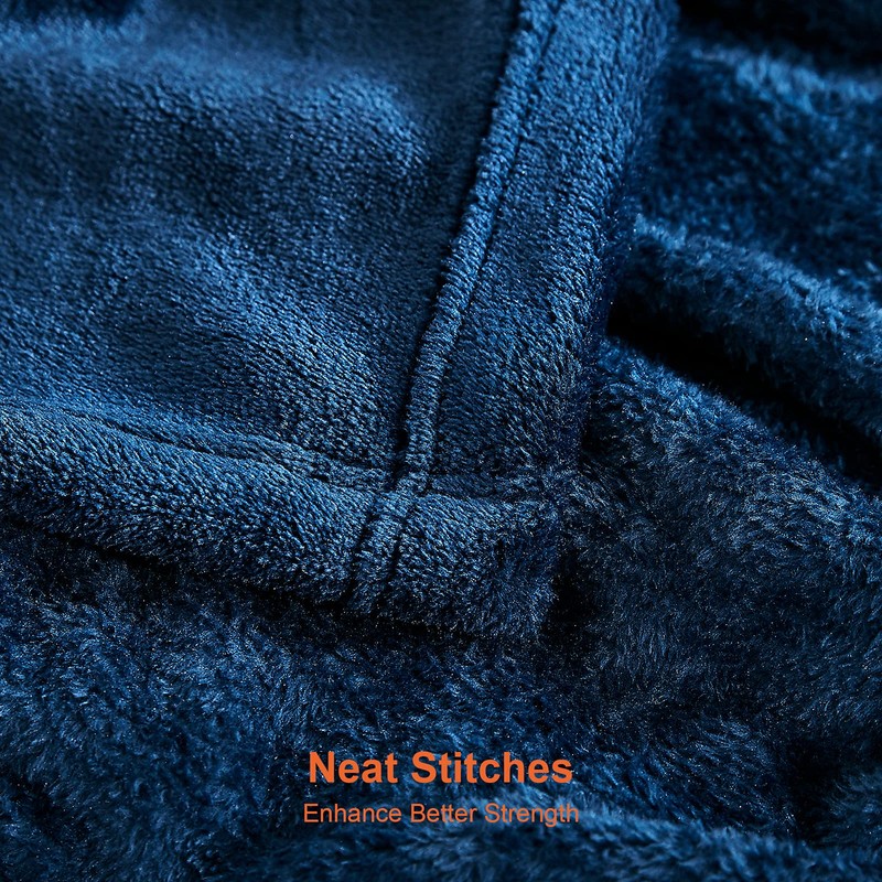 EHEYCIGA Fleece Blanket Navy Throws for Sofas Fluffy Warm Soft