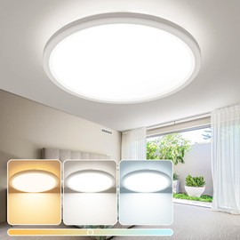 slochi LED Ceiling Light 3000K/4500K/6500K, 24W 2400LM Round Ceiling Light Waterproof, Flat Bathroom Lamp Ceiling for Bathroom, Kitchen, Living Room, Bedroom, Diameter 29 cm