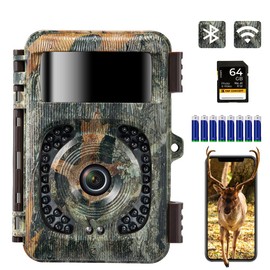 K&F Concept 4K 48MP WiFi Trail Camera, Bluetooth Game Camera with No Glow Night Vision Motion Activated Waterproof, 0.2s Trigger Time, 120° Wide-Angle, 2.4'' LCD for Outdoor Wildlife Monitoring