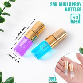 Zhehao 50 Pcs Mini Spray Bottles Clear Glass Perfume Bottles Refillable Fine Mist Perfume Atomizer Portable Empty Sample Containers for Cleaning, Essential Oils, Travel(2 ml)