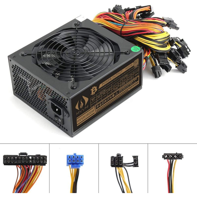 HVVH 20+4 Pin Silent Noise Reduction Miner/PC GPU ATX 1600W