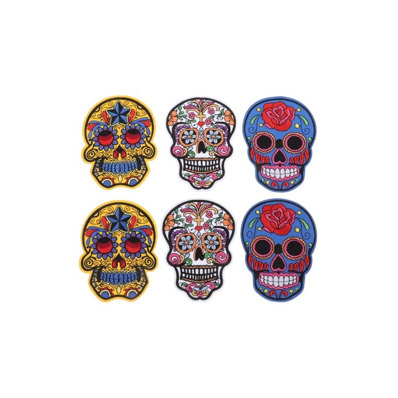VILLCASE 6 Unidades Parches de Calavera, Apliques de Costura