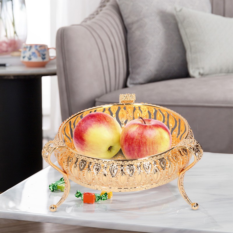 Fruit Tray Metal Round Place Snacks Small Jewelry Multifunctional Home