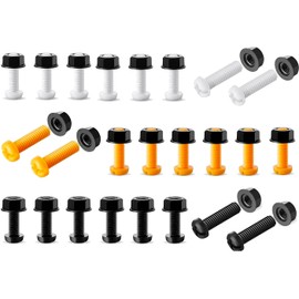 TuoYi 24 Packs Plastic License Plate Screws with Nuts,Car License Plate Fixing Fitting Kits Number Plate Screws Nuts Bolts Fixings for Car Auto Motorcycle,White Black Orange