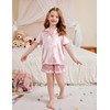 Arshiner Girls Pajamas Silk Satin Pajama Set 2 Piece Button