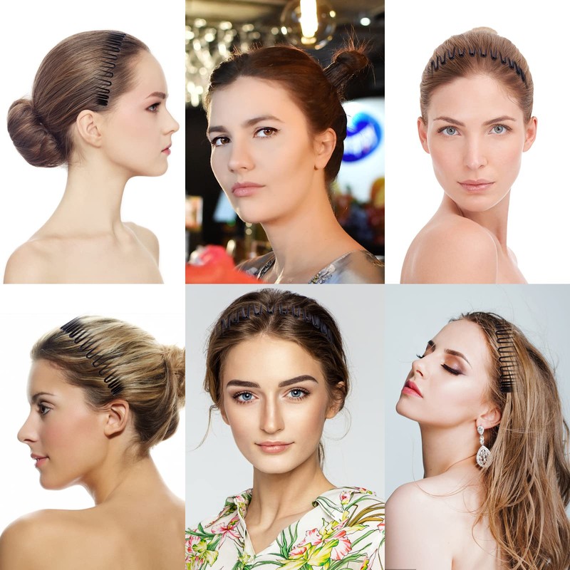 TUICARE 3Pieces Flexible Plastic Circular Stretch Hair Combs, Headband Hairband