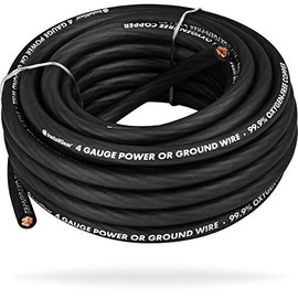 InstallGear 4 Gauge Black 25ft Power/Ground Wire - OFC (99.9% Oxygen-Free Copper)