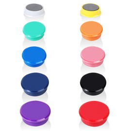 QOJOPU Fridge Magnets, 10 Pack 10 Colors Strong Small Heavy Duty Magnets, Decorative Round Cute Mini Refrigerator Magnets for Whiteboard, Crafts, Fridge, Locker, Map, Kitchen, Office, Classroom