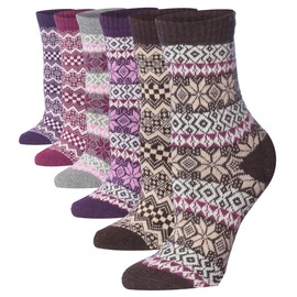 Tipi Toe - Paquete de 6 calcetines de invierno para mujer, disponibles en mezcla de algodón o lana, calcetines cálidos de talla 9-11, Serenidad de nevadas, 9-11