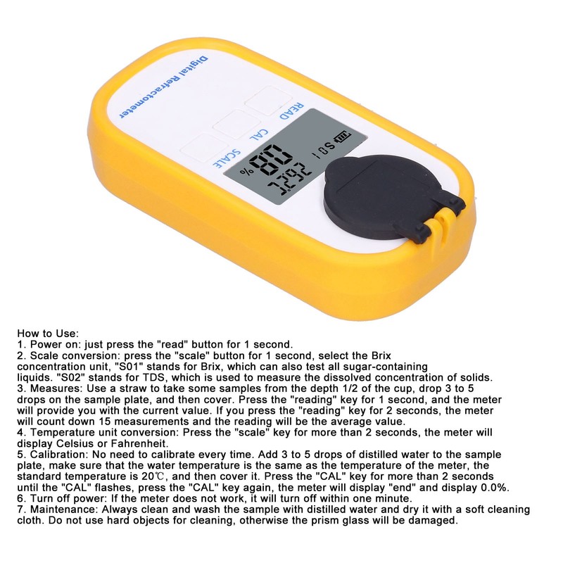 Portable Digital Brix/TDS Tester Refractometer Measurement Tool Beekeeping Accessory