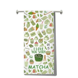 Matcha Tea Towel Matcha Lover Gifts Matcha Green Tea Dish Towels i Love You Very Matcha Gifts Matcha Kitchen Towel (Very Matcha kt1)