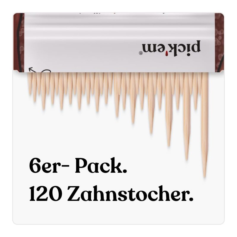 pick'em Toothpicks with Flavour 6-Pack XXL [120 x Toothpicks with