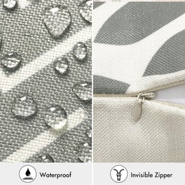 MIULEE Set of 4 Waterproof Cushion Covers, Outdoor Cushion Cover, Waterproof Cushion Cover, Printed Outdoor Cushion, Decorative Cushion for Balcony, Yard, Patio, Grey Lines, 40 x 40 cm