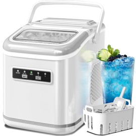 Electactic Ice Maker Machine Countertop Portable Compact Small Bullet Ice Maker with Self Cleaning,9 Cubes in 6 Mins,26lbs in 24Hrs, for Home and Kitchen(White)